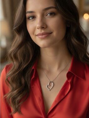 Diamond Heart Pendant Necklace Sparkling Forever Love in Sterling Silver